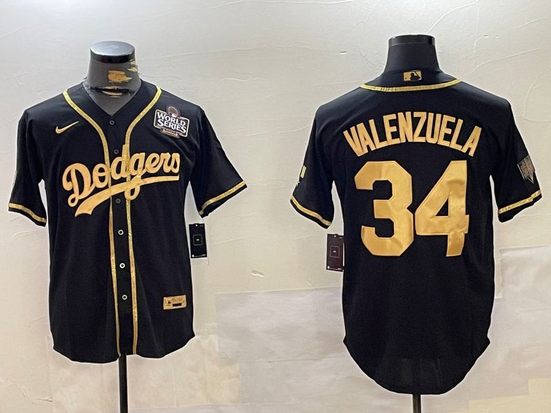 Men Los Angeles Dodgers #34 Valenzuela Black Gold Game 2024 Nike MLB Jersey style 10293->los angeles dodgers->MLB Jersey